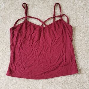 Red cropped tank top